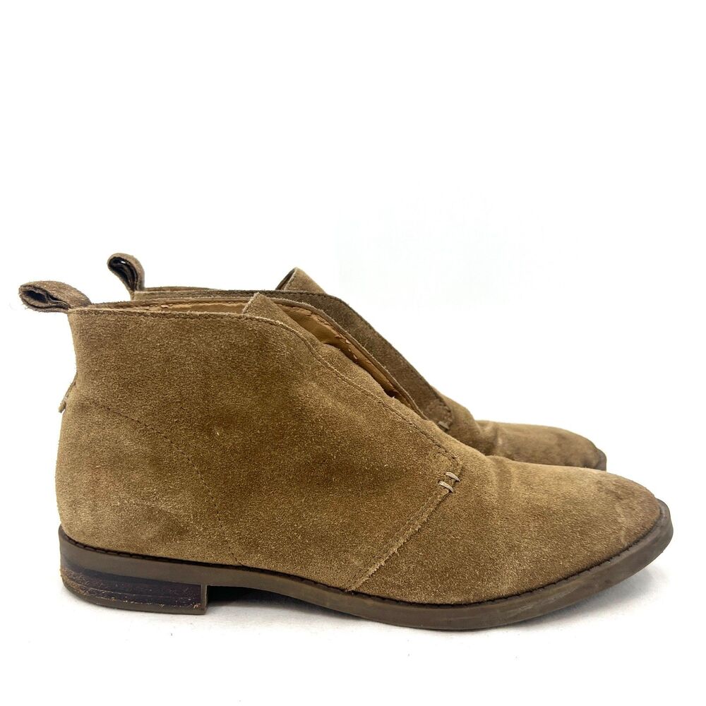 Franco Sarto Lena Womens 9W Tan Suede Ankle Chukka Boots Slip On Wide Width